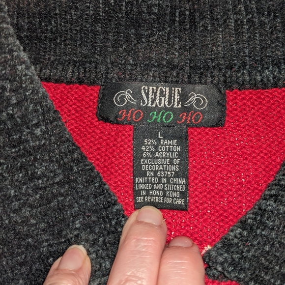 Vintage Ugly Christmas Snowman Embroidered Knit Cardigan  Sweater Winter Size L - Picture 4 of 4